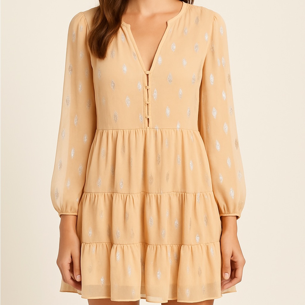 A Loves A Metallic Dot Sheer Babydoll Dress NWT Size Small